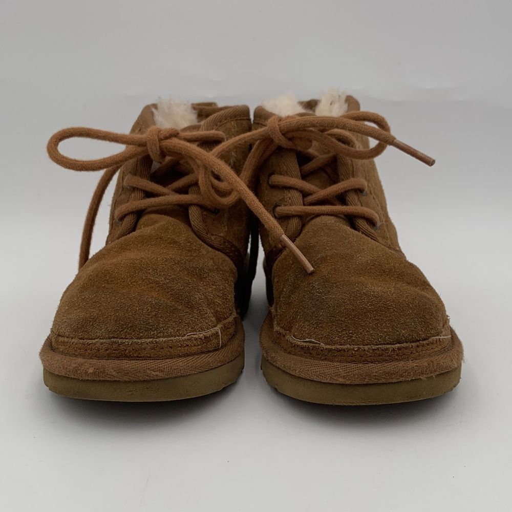 UGG Neumel Lace Up Suede Boots Toddler Size 10 Chestnut - Picture 3 of 10